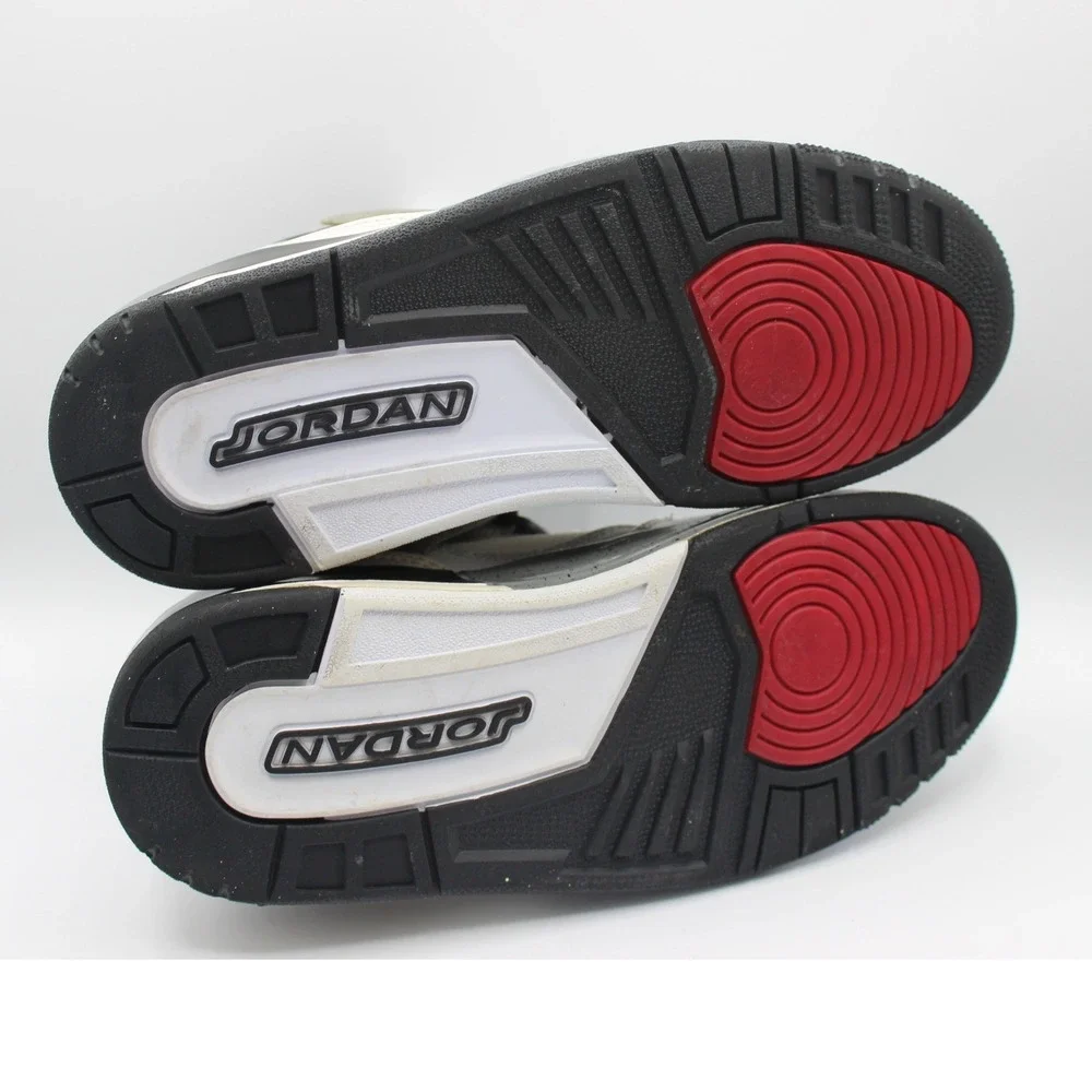 Jordan Flight 45 High Mens White Black Cement Grey Sneakers 384519-109 Size‎ 8